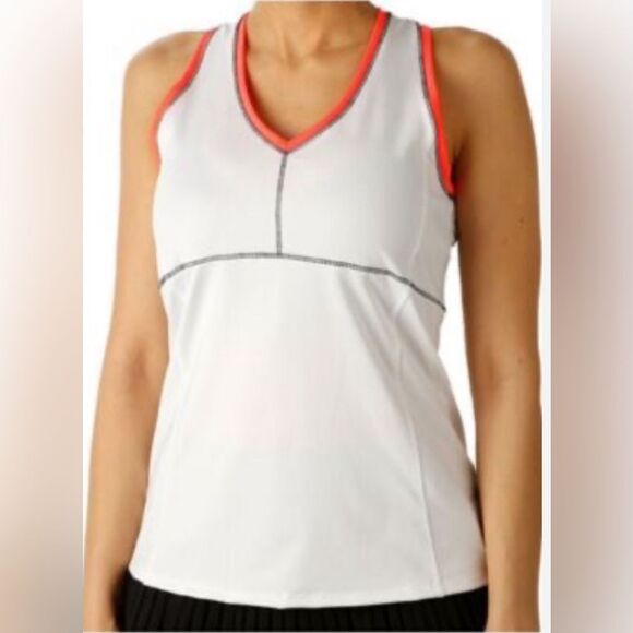 Lucky in love tennis C'est La Vie Collection: Hi Motion V-Neck Tank Top S White - Picture 1 of 7